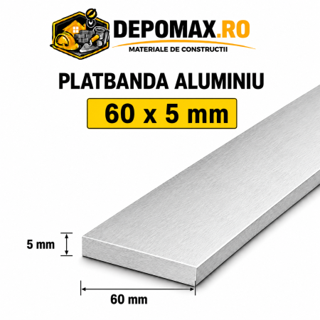 Platbanda aluminiu 60 x 5 mm, 6 metri (EN-AW 6060)